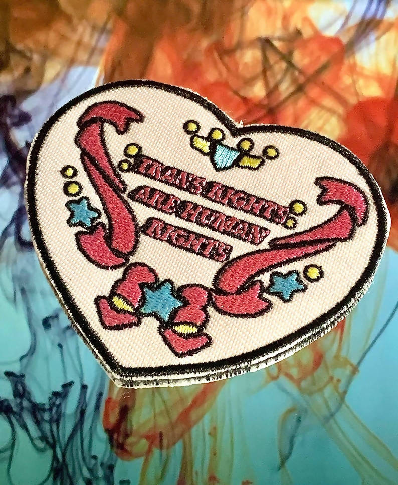 Trans Rights Are Human Rights Embroidered Iron-On Patch
