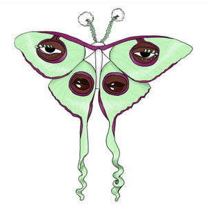 Green moth sticker