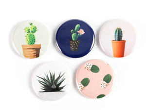 Cacti and Succulent Ceramic Magnets or Pinback Buttons