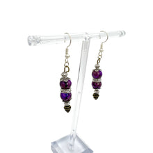 Load image into Gallery viewer, Purple Glass Bead Earrings
