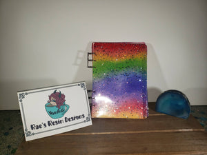 Hand Made Rainbow Glitter A5 Refillable Note Book
