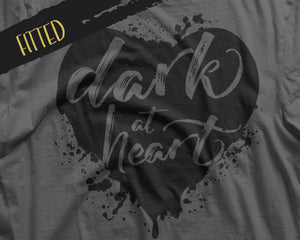 Dark At Heart Fitted Tee | Goth Tshirts | Red and Black Tee | Gray and Black Tee