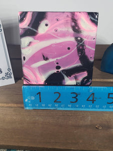 Pink and Black Acrylic Flow Tile Drink Coasters