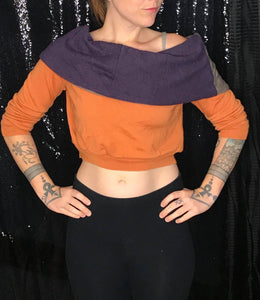 upcycled merino wool crop top cowl sweater