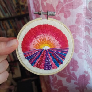 Hand embroidered landscape art hoop