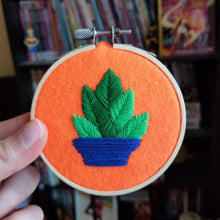 Load image into Gallery viewer, 4 types!!! Hand embroidered plant art hoop with books on shelves
