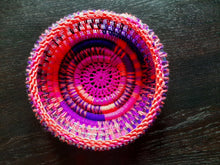 Load image into Gallery viewer, Crochet basket clear purple pinks multicolour

