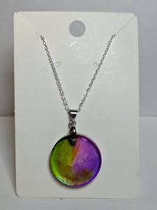 Beautiful Unique Crystal Clear Resin Swirl two tone 18 inch necklace