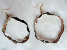 Load image into Gallery viewer, Avocado skin earrings painted gold/dark copper
