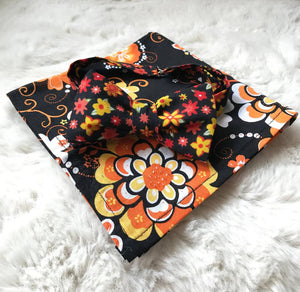 Groovy Fall Floral Bow Tie with Pocket Square