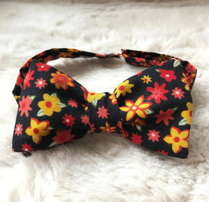 Groovy Fall Floral Bow Tie with Pocket Square