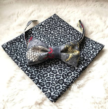 Load image into Gallery viewer, Game of Thrones Bow Tie with Animal Print Pocket Square
