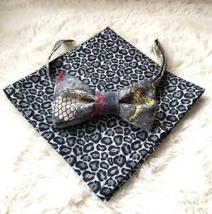 Game of Thrones Bow Tie with Animal Print Pocket Square