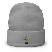 Load image into Gallery viewer, Non Binary plant embroidered beanie
