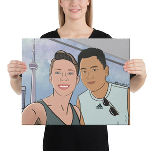 Custom Colour Cartoon Digital Couples Portrait ( with option of printing on paper or canvas)