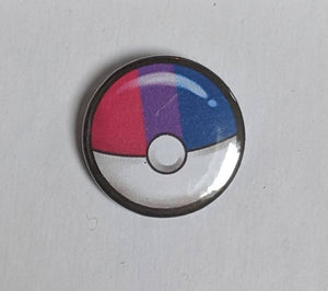 1.25 inch bisexual Pokéball pride pin