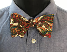 Load image into Gallery viewer, Autumn Paisley Bow Tie and Floral Pocket Square
