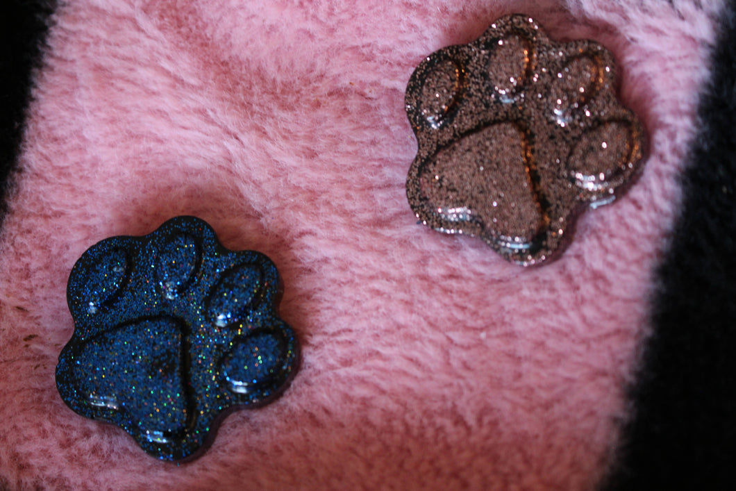 Glitter Paw Print Hair clip- Made To Order Kawaii Resin Jewelry
