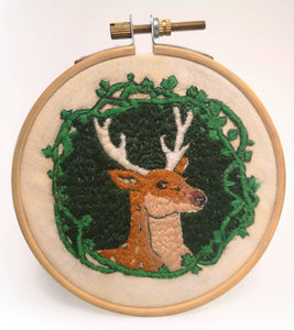 Hand Embroidered Deer portrait