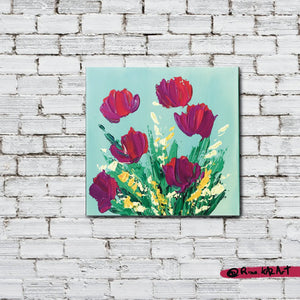"Poppy Green" -  Original Acrylic Floral Painting
