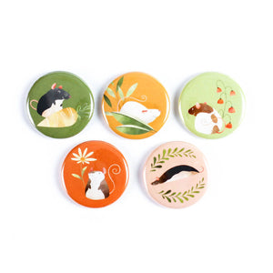 Floral Rats Pinback Buttons or Strong Ceramic Magnets