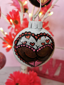 Whimsical Glitter Booty Heart Ornament