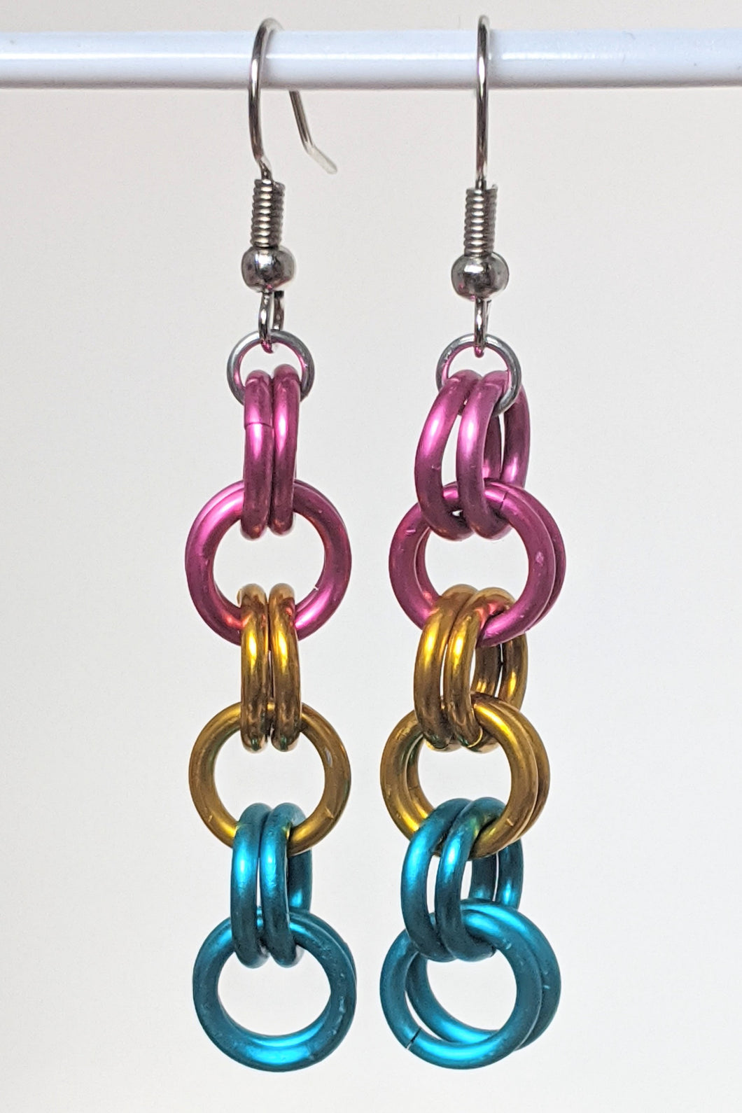 Pansexual Pride Earrings (2-in-2 Weave)