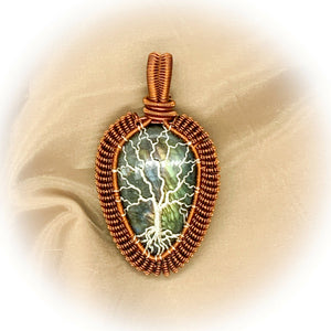 Labradorite Wire-Wrapped Antiqued pendant