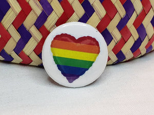 1" Button - Pride Heart