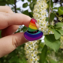 Load image into Gallery viewer, Pride Witch Hat Acrylic Pin
