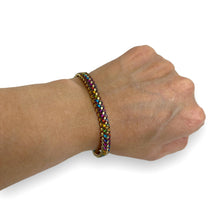 Load image into Gallery viewer, Gold and Rainbow Plastic Lacing Bracelet
