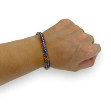 Load image into Gallery viewer, Silver and Rainbow Plastic Lacing Bracelet
