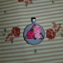 Load image into Gallery viewer, Floral rose hand embroidered geometric art necklace
