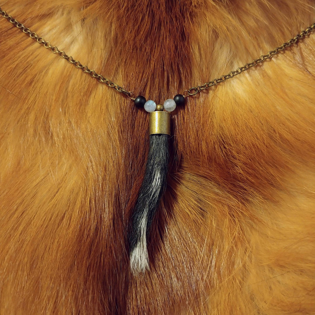 Young Skunk Tail Necklace - *REAL BONE*