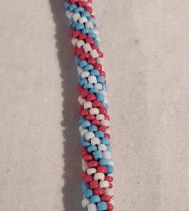 Handmade Bead Bracelet - Transgender Pride Flag
