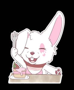 Strawberry Cake Bunny Vinyl Sticker