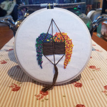Load image into Gallery viewer, Hand embroidered hanging succulent terrarium art hoop
