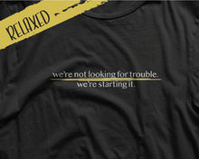 Load image into Gallery viewer, Starting Trouble Relaxed Fit Tee | Social Miscreant Tees Branded Shirt
