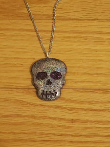 Purple Holographic Skull Necklace-Ready To Ship