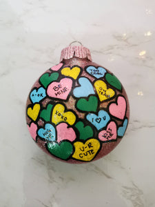 Valentine's Candy Heart Glitter Ornament