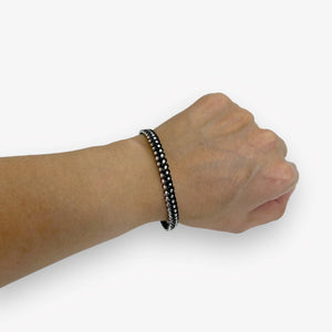 Silver and Black Plastic Lacing Bracelet