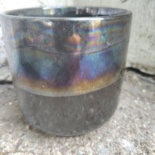 Load image into Gallery viewer, Rainbow Oilslick on Black medium planter
