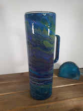 Load image into Gallery viewer, Green and Purple Galaxy Themed Handled 30oz Acrylic Tumbler
