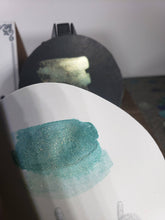 Load image into Gallery viewer, Silver Seafoam hand made color shift shimmer watercolors full pan

