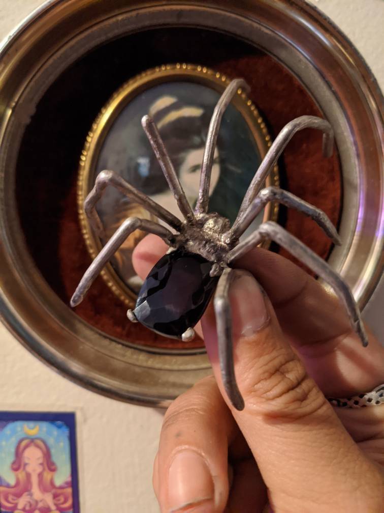 Black Widow silver spider ring avante garde statement