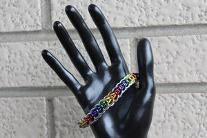 Rainbow Pride Persian Weave Chainmaille Bracelet