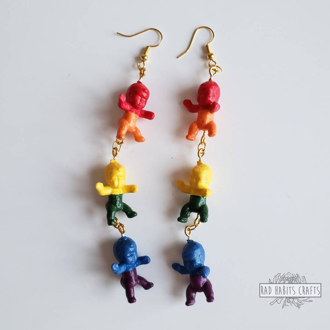 Pride Rainbow Flag Gayby Drop Earrings