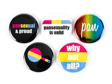 Load image into Gallery viewer, Pansexual Pride: Pinback Buttons or Strong Ceramic Magnets
