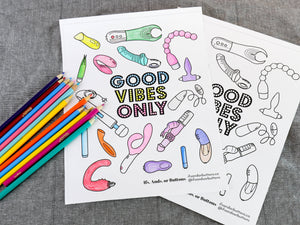 Good Vibes Only - Colouring Page PDF Download