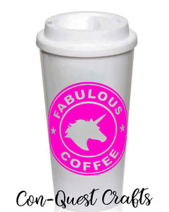 Fabulous Flamingo/Unicorn Coffee Permanent Decal - DECAL ONLY